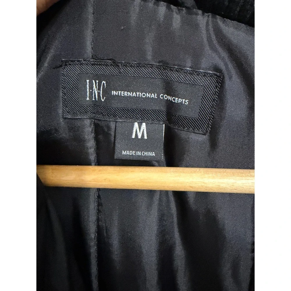 INC International Concepts Mens Hooded Field Jacket Black Quilted Utility M